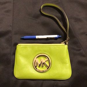 Michael Kors small lime green clutch